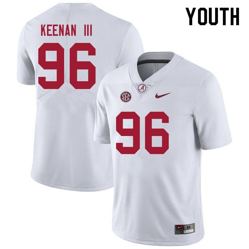 Alabama Crimson Tide Youth Tim Keenan III #96 White NCAA Nike Authentic Stitched 2021 College Football Jersey KX16E40PN